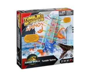 Mattel Games Monos locos Jurassic World: El Renacer , Juego de mesa familiar con torre oceánica y figuras de espinosaurio inspiradas en la película., JFW44