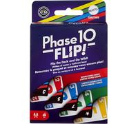 Mattel Games Phase 10 Flip, juego de cartas, 7+, 2-6 jugadores | Cartas a doble cara con lado All-Wild y fases especiales por color; accesible para daltónicos, HYN12