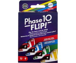 Mattel Games Phase 10 Flip, juego de cartas, 7+, 2-6 jugadores | Cartas a doble cara con lado All-Wild y fases especiales por color; accesible para daltónicos, HYN12