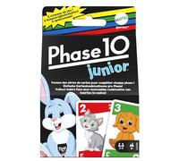 Mattel Games Phase 10 Junior juego de cartas para 2-4 jugadores, 4+ años | Empareja colores, números y animales estilo rummy, 2 niveles, 56 cartas, accesible para daltónicos, GXX06