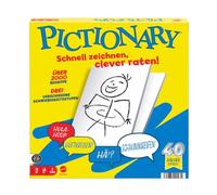 Mattel Games Pictionary JDX99 - Juego de Mesa Familiar para niños, Adultos y Noches de Juego para 2 Equipos con lápices borrables, pizarras de Pintura y Reloj de Arena