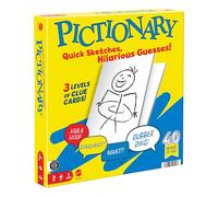Mattel Games Pictionary - Juego de mesa familiar para niños, adultos y noche de juegos para 2 equipos con marcadores borrables, tableros y temporizador de arena, JDX96