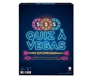 Mattel Games Quiz En Las Vegas, Juego De Cultura General con Tarjetas De Preguntas, Fichas De Poker Y Apuesta, Min. 5 Jugadores, Versión Francesa, Juguete Niño, A Partir de 13 Años, HNY92