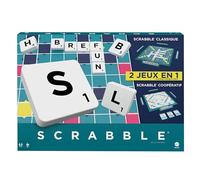 Mattel Games Scrabble 2 en 1 en castellano, juegos de mesa familiar con tablero con 2 caras y tarjetas de objetivos (versión clásica y Together cooperativa) +8 años (HWD44)