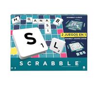 Mattel Games Scrabble 2 Juegos en 1 , juego de mesa familiar, palabras cruzadas, incluye tablero con 2 caras, 50 tarjetas con objetivos , 2-4 jugadores , +10 años, versión español (HXV99)