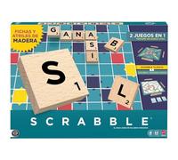 Mattel Games Scrabble Juego de Mesa, clásico Juego de Palabras Familiar con fichas de Letras y atriles de Madera, Dos Opciones de Juego, edición en español, JGR64