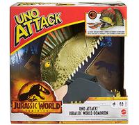 Mattel Games UNO Attack Jurassic World Dominion Juego de cartas con lanzador de cartas de dinosaurio para 2 a 10 jugadores a partir de 7 años, regalo de juguete y coleccionable