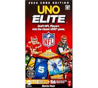 Mattel Games UNO Elite NFL - Juego de cartas 2024 con licencia oficial Core Edition con 4 cartas coleccionables con jugadores del equipo