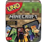Mattel Games UNO Juego de Cartas, Regalos para niños, niñas y Noches de Juegos en Familia, temática del Videojuego Minecraft, Juegos para Viajar, Lata de Almacenamiento, HJC88