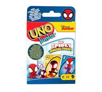 Mattel Games UNO Junior Marvel Spidey y Sus increíbles Amigos | Juego de cartas educativo preescolar con mazo temático y 3 niveles de juego, 2-4 jugadores, JND89