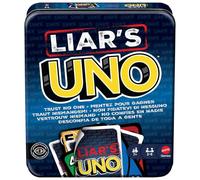 Mattel Games UNO Liars Caja de lata, 7+, 2-6 jugadores | Juego de faroles y engaños; supera a los demás en noches de juego en familia, para niños y adolescentes, JLH68