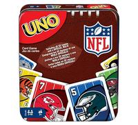 Mattel Games UNO NFL - Juego de cartas en caja de almacenamiento para niños, adultos, fiestas y viajes con logotipos del equipo de la NFL y regla especial (exclusivo de Amazon)