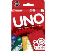 Mattel Games UNO Rojo rubí Mattel 80. aniversario Juego de cartas para niños y adultos, para noches en familia, noches de juegos, viajes, acampadas y fiestas, JGK30
