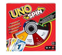 Mattel Games UNO Spin, juego de cartas, +7 años, 2-10 jugadores | Juego clásico con ruleta aleatoria, retos y reglas especiales para niños, adolescentes y noches de juegos en familia, JGR00