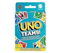 Mattel Games UNO Teams Juego de cartas para noches de juegos, viajes, acampadas y fiestas, para jugadores +7 años en hasta cuatro equipos, cartas aptas para jugadores daltónicos, HXT58