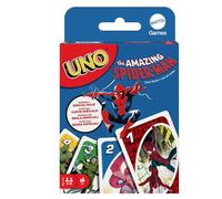Mattel Games UNO The Amazing Spider-Man juego de cartas | Baraja temática con personajes favoritos y una regla especial "Balanceo arácnido" para niños y familias, HXY08