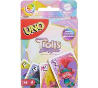 Mattel Games UNO Trolls 3: Juego de cartas para niños, adultos y noche de juegos con personajes de Trolls y regla especial