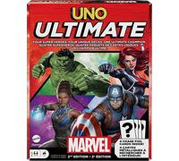 Mattel Games UNO Ultimate Marvel - Juego de cartas con 4 barajas de personajes, 4 cartas coleccionables de aluminio y reglas especiales, 2-4 jugadores, 2ª edición