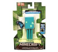 Mattel Glow Squid Calamar Resplandor Minecraft Figura Articulada De Juguete con Cubos De Papel para Construir, Surtidos, Color Azul Brillante, S (HLB16)