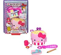 Mattel Hello Kitty Hello Kitty Cofre con forma de cubo de palomitas con muñecos y accesorios de juguete