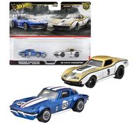 Mattel Hot Wheels HRR80 Premium 2 Pack '69 COPO Corvette/Custom Corvette Stingray Coupe Vehculo de juguete Mini coche 3 aos Azul