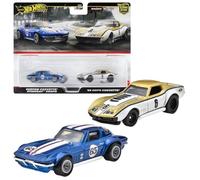 Mattel Hot Wheels HRR80 Premium Corveta COPO '69 Corvette Stingray Coupe, Mini Coche de juguete para 3 años, azul, paquete de 2