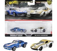 Mattel Hot Wheels HRR80 Premium Corveta COPO '69 Corvette Stingray Coupe, Mini Coche de juguete para 3 años, azul, paquete de 2