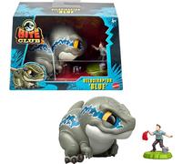 Mattel Jurassic World Bite Club Figura coleccionable, Velociraptor 'Blue' Chubby Stylized Dinosaur Figura de aproximadamente 4 pulgadas con accesorio , HVB37