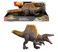 Mattel Jurassic World El Renacer, Espinosaurio Cola destructora Dinosaurio de juguete, figura de acción con 2 movimientos de ataque, fiel a la película y articulada, juego digital, JGB57