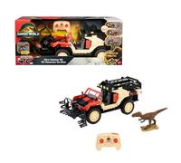 Mattel Jurassic World: El Renacer Matchbox RC Cazadinosaurios teledirigido Camión de juguete teledirigido a pilas con figura de dinosaurio y jaula de captura para transportar al dinosaurio, JHB67
