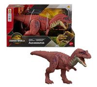 Mattel Jurassic World: El Renacer, Rugido salvaje Aucasaurio Juguete de dinosaurio, aucasaurio con ataque de mordisco en múltiples direcciones y sonido, controlados con la cola, juego digital, JGB88