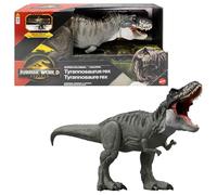 Mattel Jurassic World: El Renacer, Tiranosaurio Rex Supercolosal Figura de acción de dinosaurio que se "Come" a los Minis, fiel a la película y articulada, JBG52