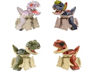 Mattel Jurassic World Hidden Hatcher Eclosión Pack 4 dinosaurios de juguete que se transforman en huevo, +4 años, HTP69