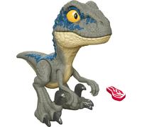 Mattel- Jurassic World Mega Roar Velociraptor Azul Blue, Multicolor (HVB44)
