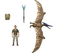 Mattel Jurassic World - Paquete de Figuras humanas y Dinosaurios, Dr. Henry Loomis y Pteranodon, Escala precisa de 3.75 Pulgadas, Coleccionable
