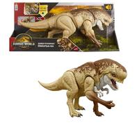 Mattel Jurassic World Rebirth Distortus Rex Rumble N Rampage Figura | Figura Dinosaurio 56 cm con 2 ataques, diseño fiel, juego digital con código escaneable, JJP79