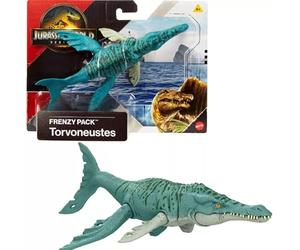 Mattel Jurassic World Rebirth Torvoneustes, figura de acción de dinosaurio, paquete frenesí