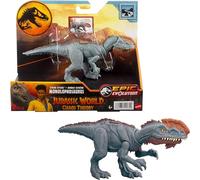 Mattel Jurassic World Strike Attack - Juguete de dinosaurio con acción de un solo golpe y articulaciones móviles, figura de acción de monolofosaurio incluye juego digital