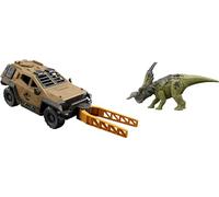 Mattel Juego de figuras Jurassic World Truck & Einiosaurus con vehículo Mission Mayhem, giro y rollo