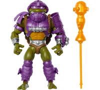 Mattel Masters of the Universe Origins Tortugas de Grayskull Figura de acción y accesorios, Donatello coleccionable juguete con 16 articulaciones, TMNT y MOTU Crossover
