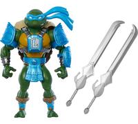 Mattel Masters of the Universe Origins Tortugas de Grayskull Figura de acción y accesorios, Leonardo Juguete coleccionable con 16 articulaciones, TMNT y MOTU Crossover