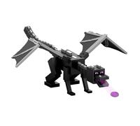 Mattel Minecraft Enderdragón con Ataque de Aliento de dragón, Figura de acción con Lanzador y 10 Discos, Juguete Gigante de 54,8 cm de Longitud y una envergadura de 50,8 cm, JKC13