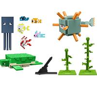 Mattel Minecraft Aquatic Defenders - Paquete de figuras con 8 figuras de acción, personajes auténticos de videojuegos, juego coleccionable, escala de 3.25 pulgadas