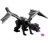Mattel Minecraft Enderdragón con Ataque de Aliento de dragón, Figura de acción con Lanzador y 10 Discos, Juguete Gigante de 54,8 cm de Longitud y una envergadura de 50,8 cm, JKC13
