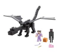 Mattel Minecraft Enderdragón Conjunto de figuras de acción con luces, sonidos y aliento de dragón con figuras de Steve y Enderman de 8,25cm - Para niños y niñas + 6 años, HTN25