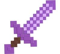Mattel Minecraft Espada encantada de juguete, accesorio morado para el juego con diseño pixelado, +6 años, HTL93