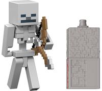 Mattel Minecraft Esqueleto, Figura de acción con Accesorio y Redstone de construcción, Conjunto a Escala de 8,25cm Coleccionable, Inspirada en el Videojuego, JJR93