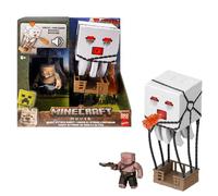 Mattel Set figuras acción Minecraft Ghast con proyectiles, piglin guerrero, luces y sonidos JFB69