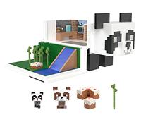 Mattel Minecraft Mob Head Minis Casa de juegos panda Set de juego para figuras de acción pequeñas, juguete +6 años (HLL25)