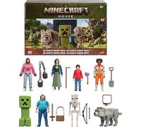 Mattel Minecraft - Paquete de película definitivo con 8 figuras de acción y 8 accesorios, incluyendo Steve & Creeper de 4 pulgadas, juego de juguetes coleccionables